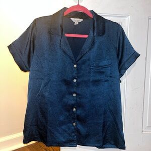Nicole Miller Midnight Blue Textured Blouse